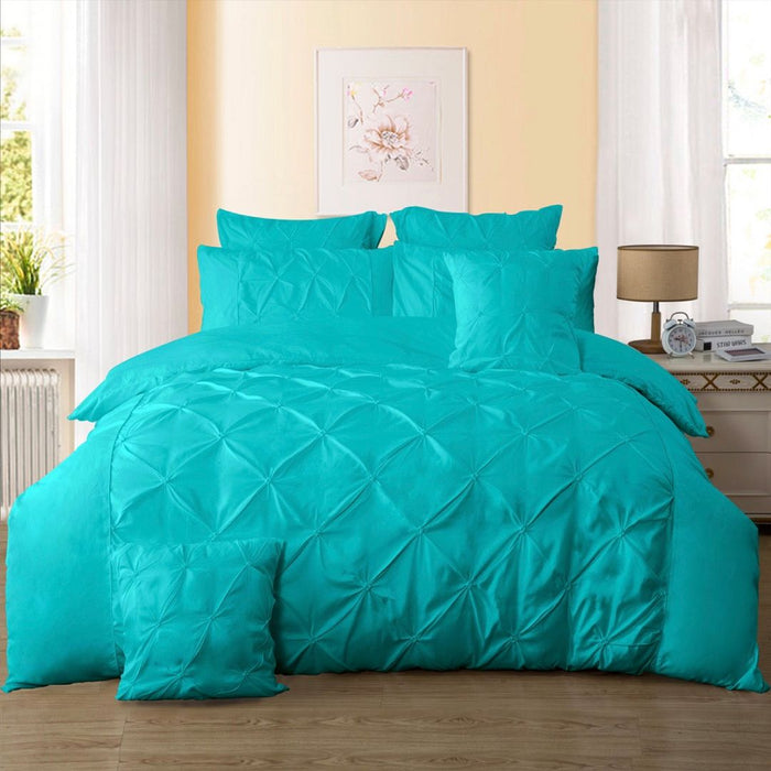 Diamond Pintuck Double Size Quilt/Doona/Duvet Cover Set - Teal