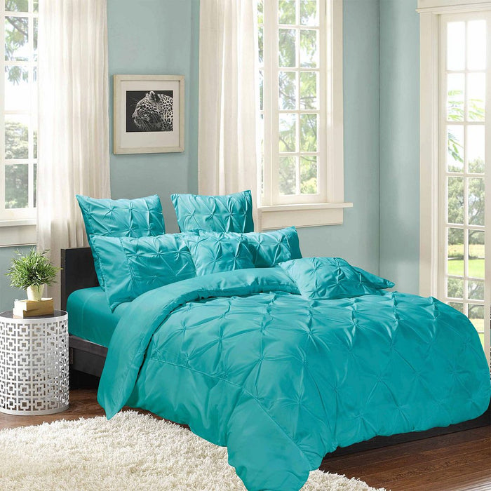 Diamond Pintuck Double Size Quilt/Doona/Duvet Cover Set - Teal