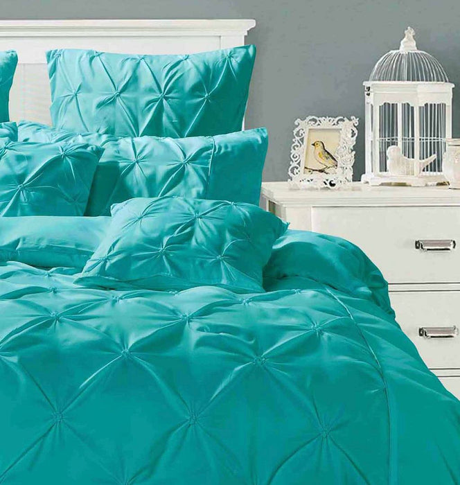 Diamond Pintuck Double Size Quilt/Doona/Duvet Cover Set - Teal