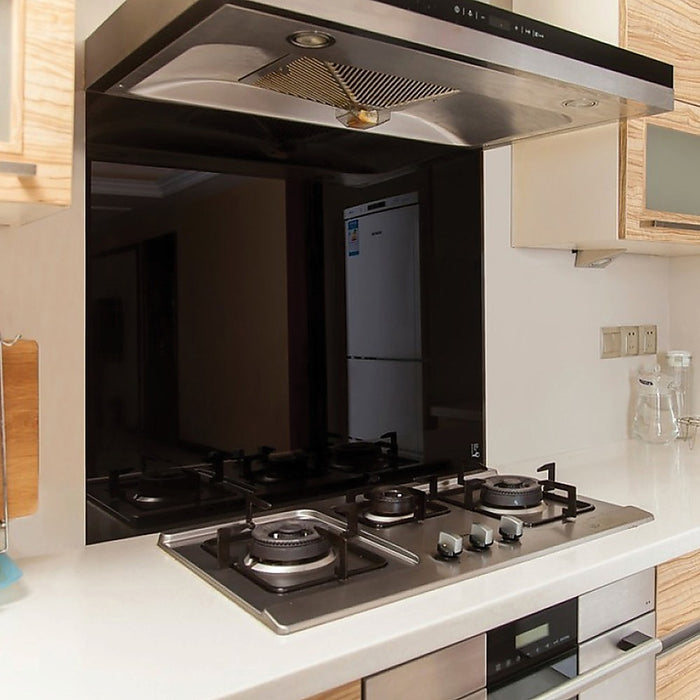 Toughened 60cm x 75cm Black Glass Kitchen Splashback