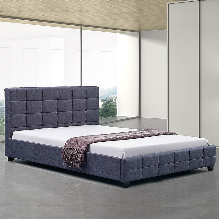 Linen Fabric Queen Deluxe Bed Frame Grey