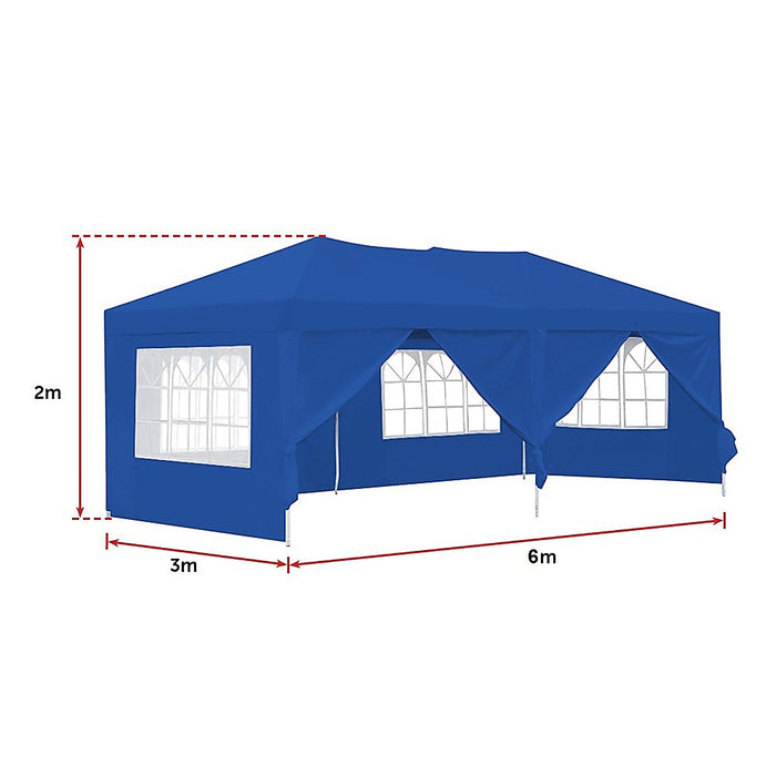 3x6m Gazebo Outdoor Marquee Tent Canopy Blue