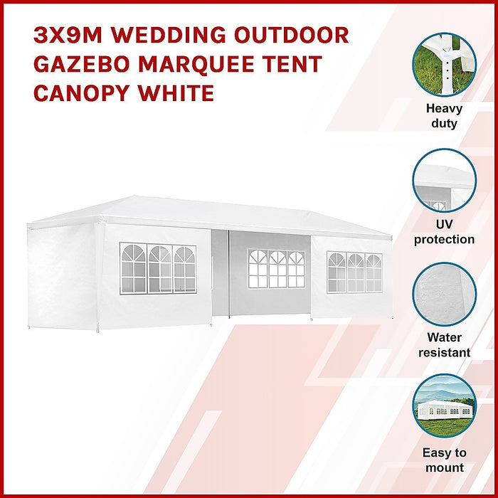 3x9m Wedding Outdoor Gazebo Marquee Tent Canopy White