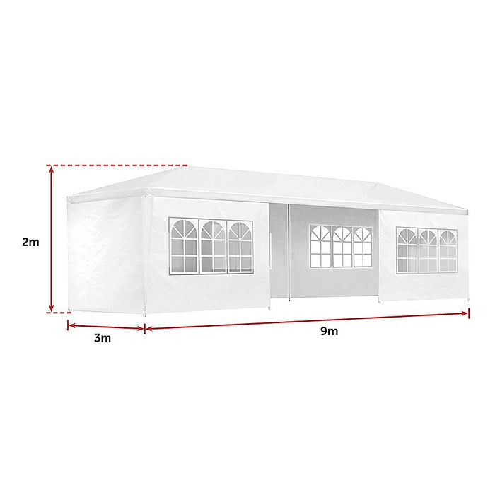 3x9m Wedding Outdoor Gazebo Marquee Tent Canopy White