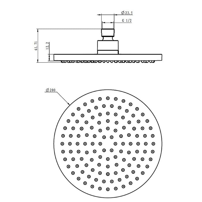 200mm Shower Head Round Chrome Showerhead