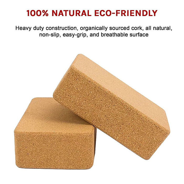 2x ECO-Friendly Cork Yoga Block Organic Yoga Prop Accessory Exercise Brick