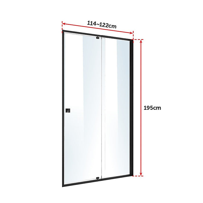 Adjustable Semi Frameless Shower Screen (114~122) x 195cm Australian Safety Glass