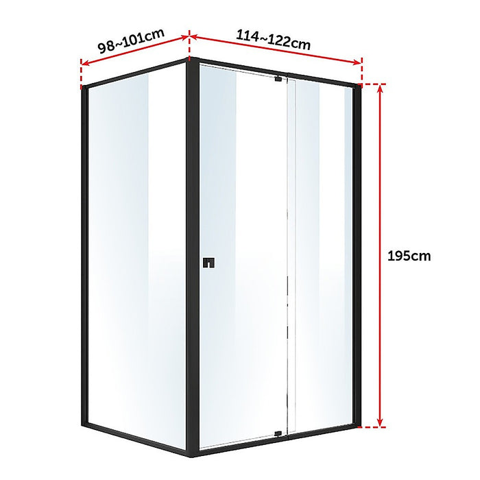 Semi Frameless Shower Screen (114~122)x 195cm & (98~101)x195cm Side AS/NZS Glass