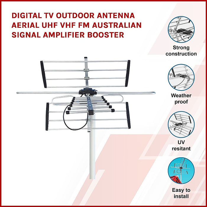 Digital TV Outdoor Antenna Aerial UHF VHF FM AUSTRALIAN Signal Amplifier Booster