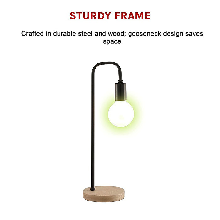 Modern Table lamp Desk Light Timber Base Bedside Bedroom Black