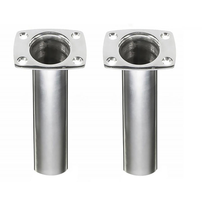 2 x Marine Grade Stainless Steel Straight Rod Holders Flush Mount Fishing Boat