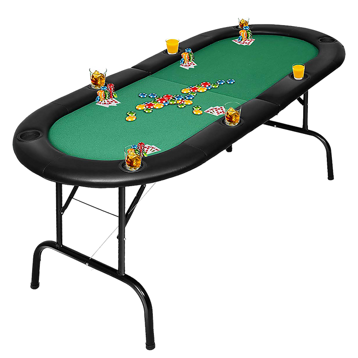 185cm 8 Player Folding Poker Blackjack Table with Cup Holder