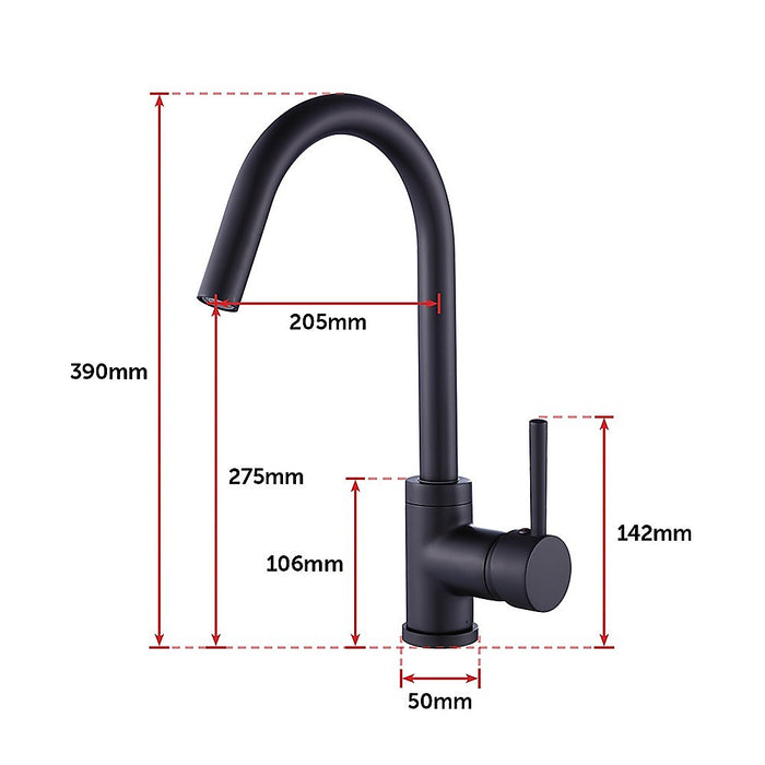 Kitchen Mixer Tap Faucet Basin Laundry Sink - BLACK