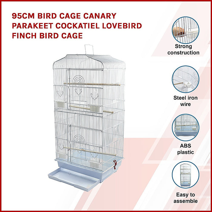 95cm Bird Cage Canary Parakeet Cockatiel LoveBird Finch Bird Cage