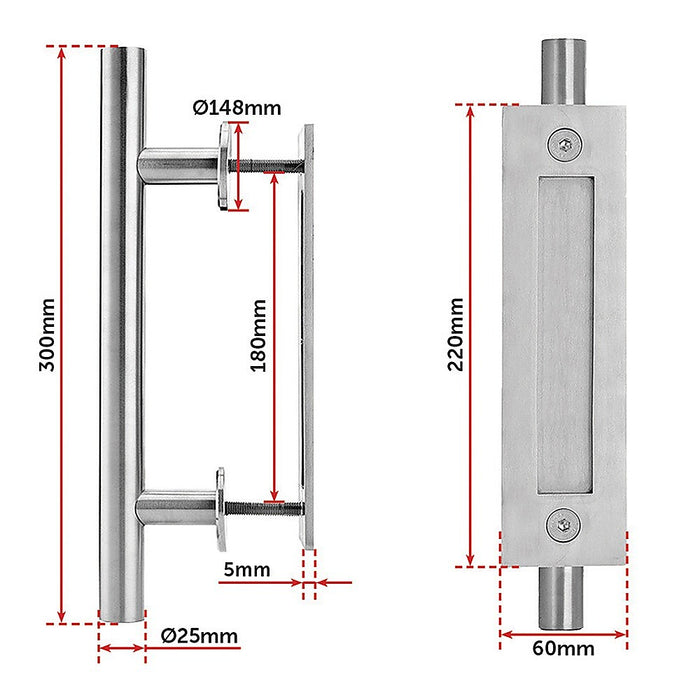 12" Barn Door Handle Sliding Flush Pull Wood Door Gate Hardware Stainless Steel