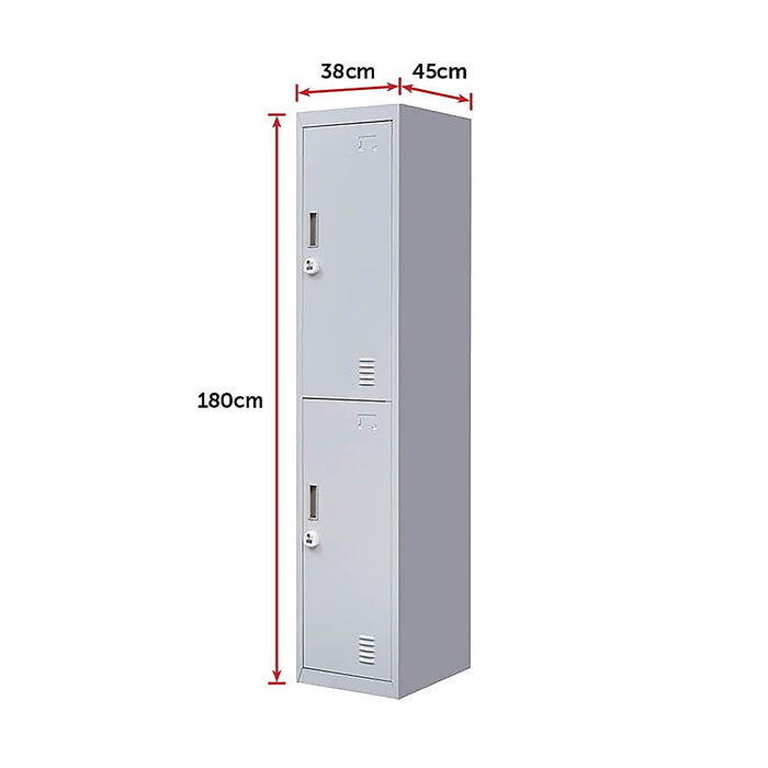 2-Door Vertical Locker for Office Gym Shed School Home Storage