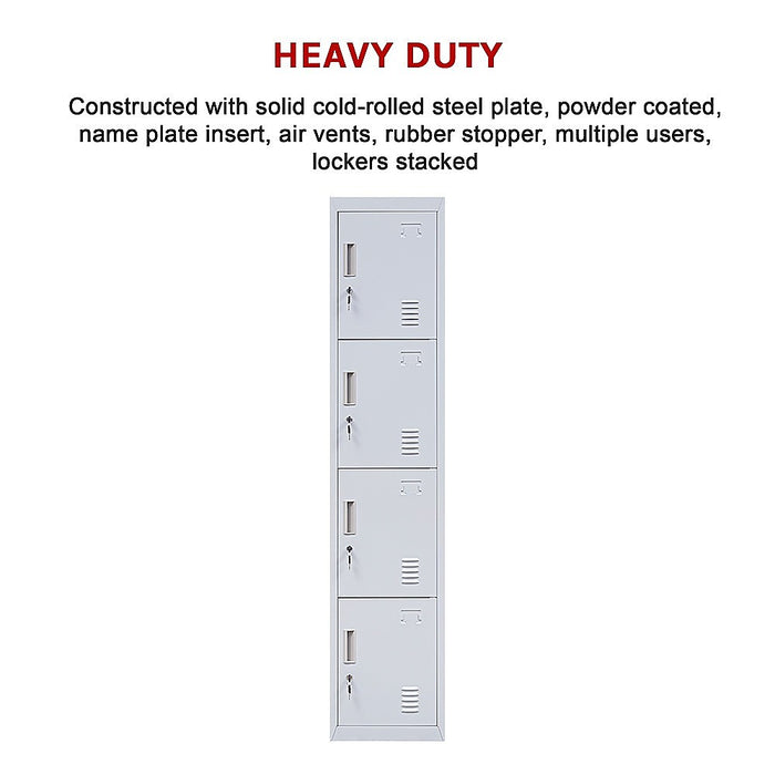 4-Door Vertical Locker for Office Gym Shed School Home Storage