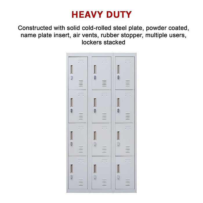 12-Door Locker for Office Gym Shed School Home Storage