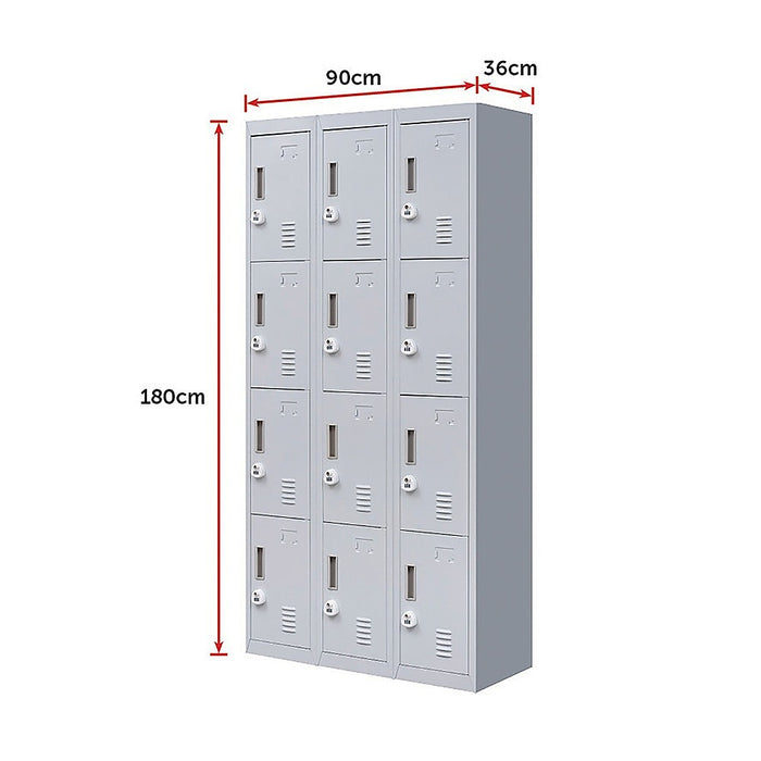 12-Door Locker for Office Gym Shed School Home Storage