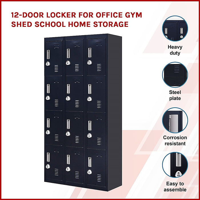 12-Door Locker for Office Gym Shed School Home Storage