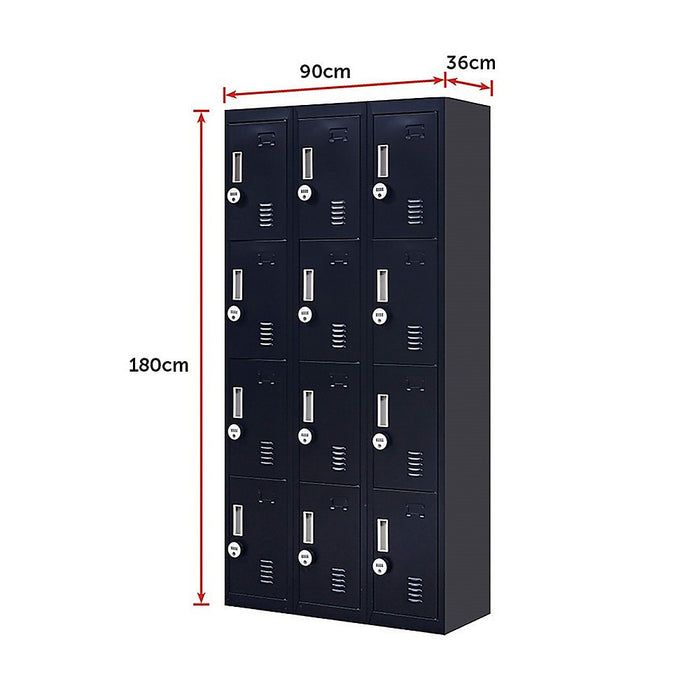 12-Door Locker for Office Gym Shed School Home Storage