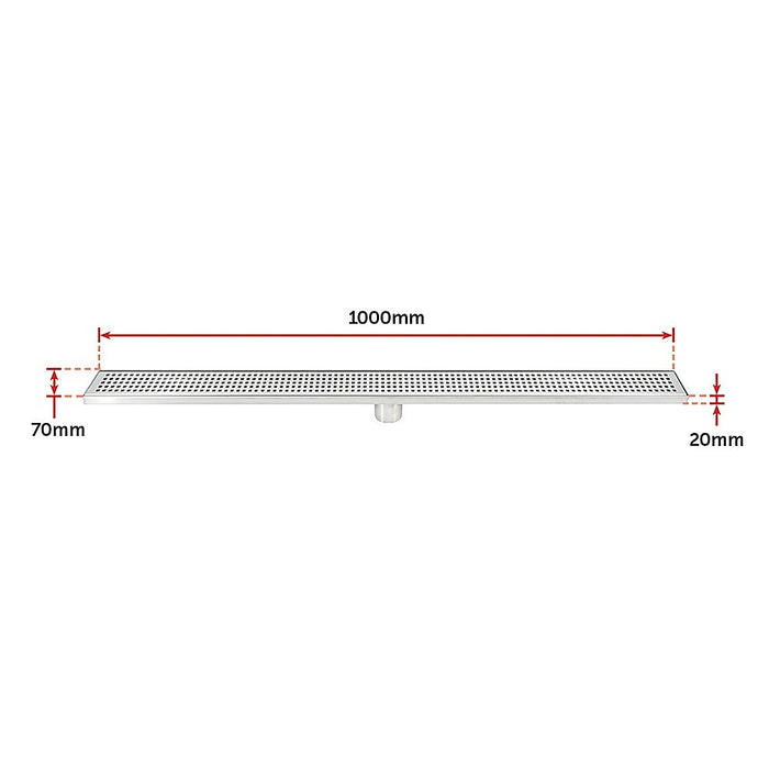 1000mm Bathroom Shower Stainless Steel Grate Drain w/Centre outlet Floor Waste Square Pattern