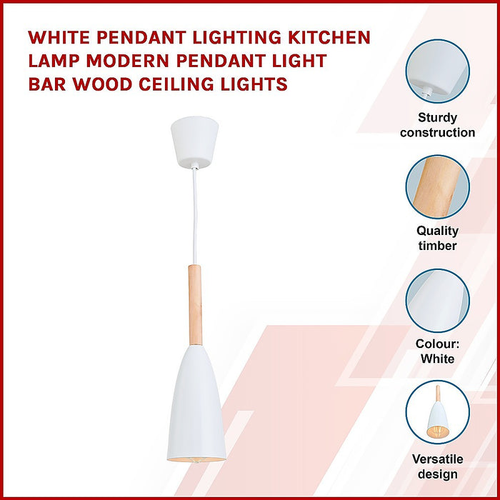 White Pendant Lighting Kitchen Lamp Modern Pendant Light Bar Wood Ceiling Lights