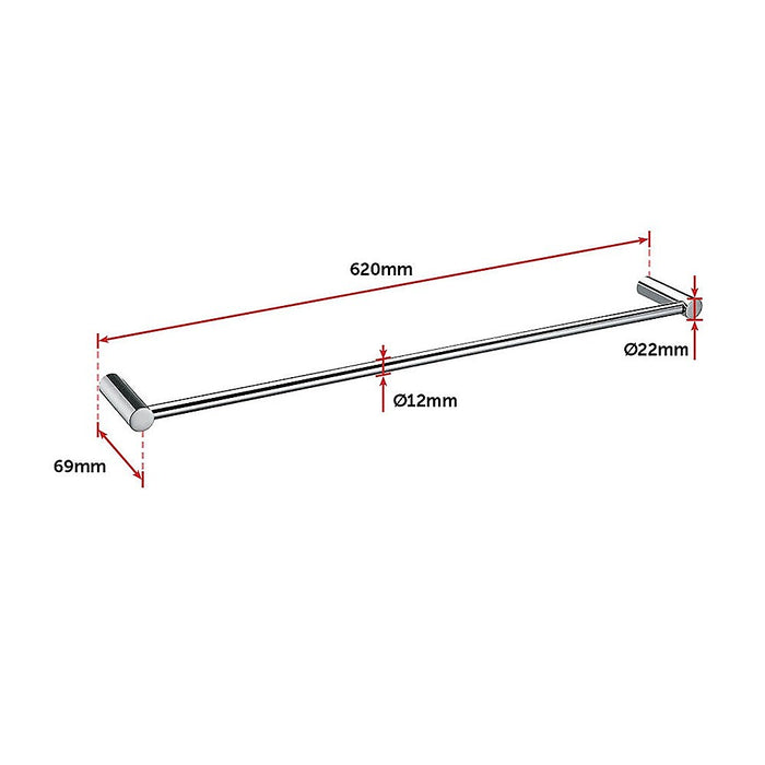 Single Towel Rail - 615mm