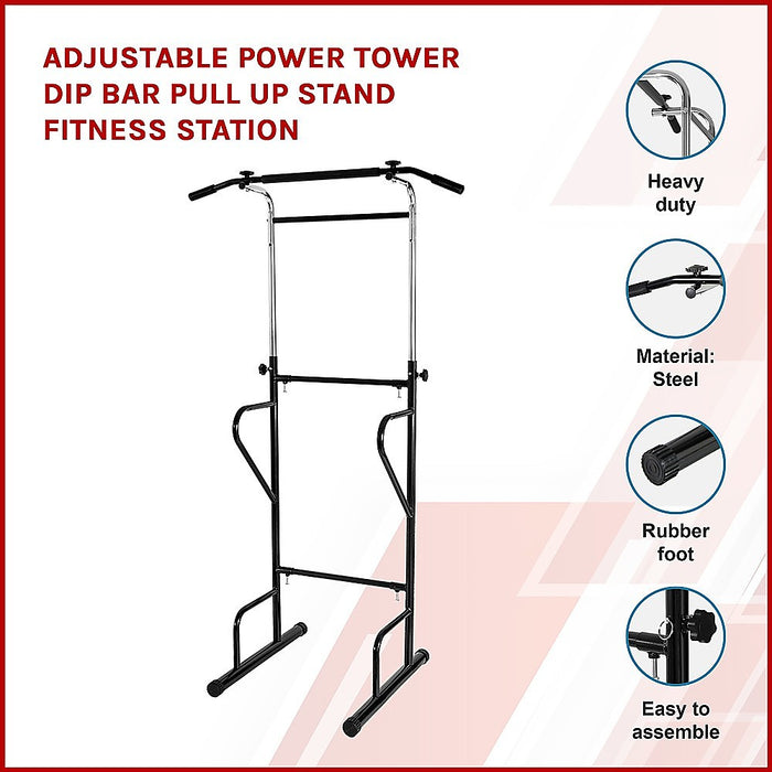 Adjustable Power Tower Dip Bar Pull Up Stand Fitness Station