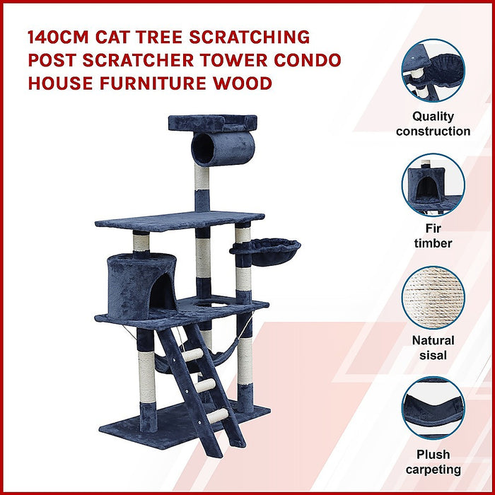 140cm Cat Tree Scratching Post Scratcher Tower Condo House Furniture Wood