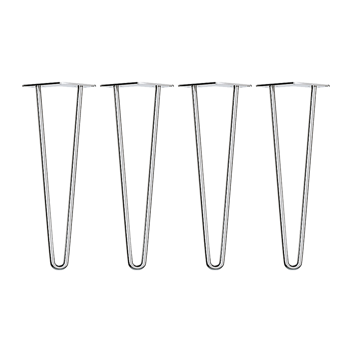 Set of 4 Chrome Retro Hairpin Table Legs 12mm Steel Bench Desk - 41cm