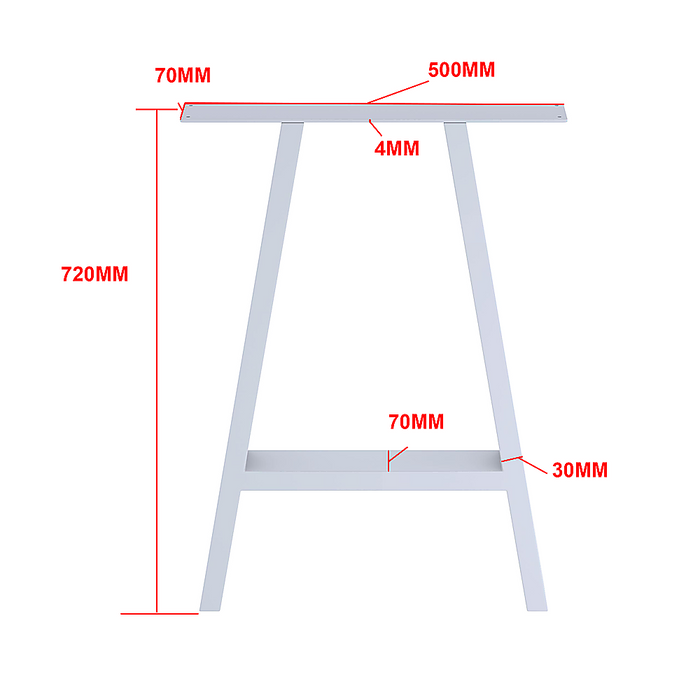 2x Rustic Dining Table Legs Steel Industrial Vintage 71cm - White