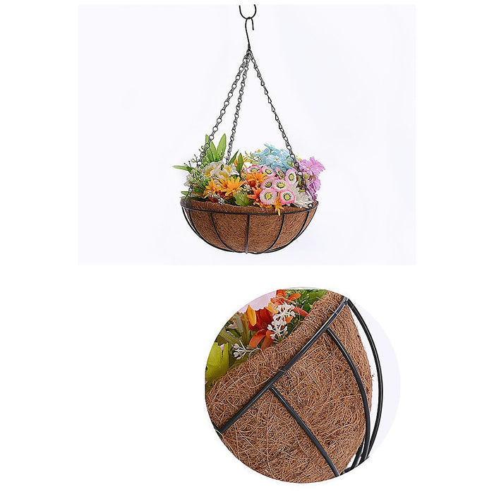 4X Large Garden Hanging Basket With Coir Liner & Chain Flower Plant Pots Baskets