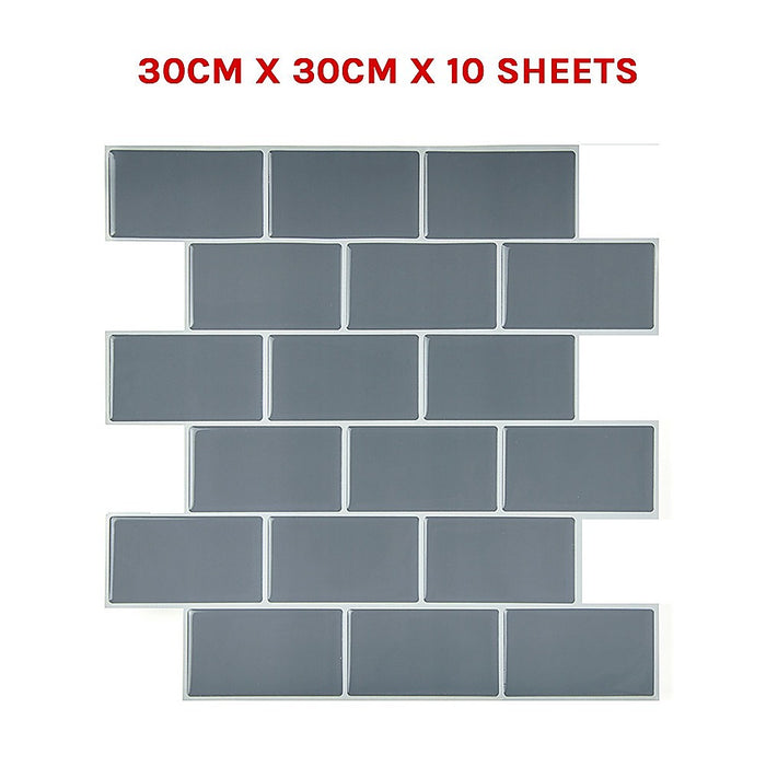 Tiles 3D Peel and Stick Wall Tile Dark Grey 10 Sheets