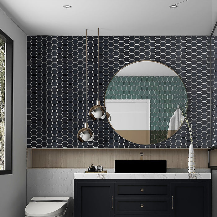 Tiles 3D Peel and Stick Wall Tile Hexagonal Mosaic Black 10 Sheets