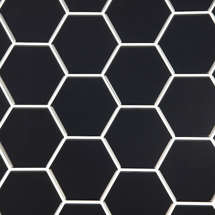 Tiles 3D Peel and Stick Wall Tile Hexagonal Mosaic Black 10 Sheets