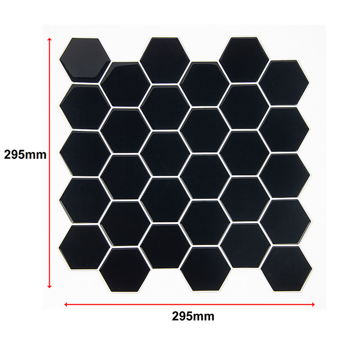 Tiles 3D Peel and Stick Wall Tile Hexagonal Mosaic Black 10 Sheets