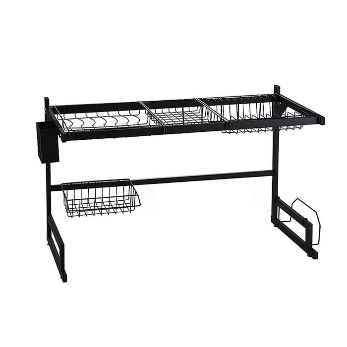 85cm Dish Drying Rack Drainer Over Sink Steel Cup Cutlery Organizer 2 Tier