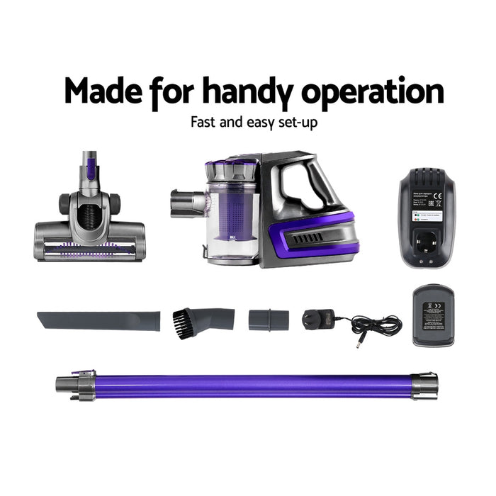 Devanti 150 Cordless Handheld Stick Vacuum Cleaner 2 Speed   Purple And Grey