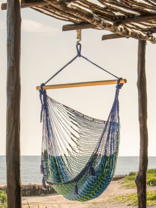 Mayan Legacy Extra Large Outdoor Cotton Mexican Hammock Chair in Caribe Colour