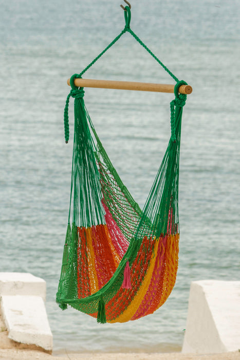 Mayan Legacy Extra Large Outdoor Cotton Mexican Hammock Chair in Radiante Colour