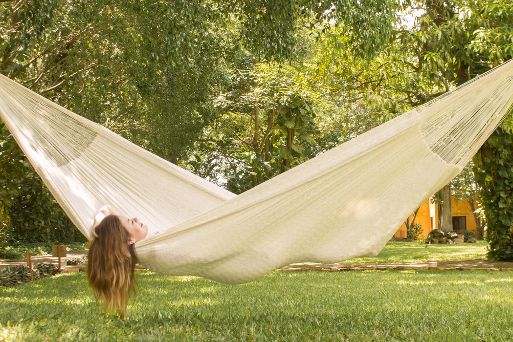 Mayan Legacy King Plus Size Nylon Mexican Hammock in Cream Colour